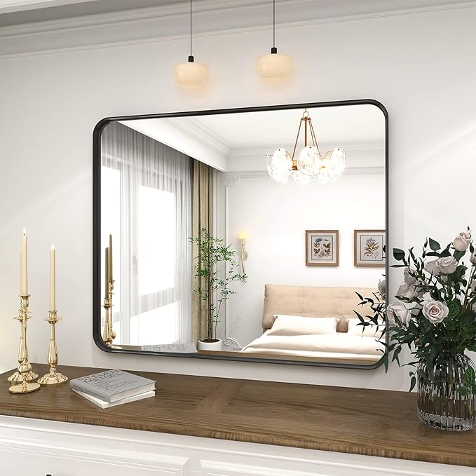 Bathroom Mirror 24x32 inch, Modern Round Corner Bathroom Vanity Mirror - Image 7