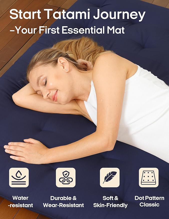 Syrinx Japanese Floor Futon Mattress, Foldable Tatami Sleeping Pad - Image 3