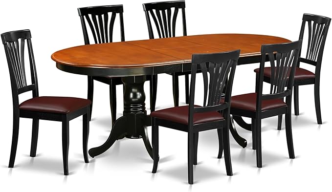East West Furniture PLAV7-BCH-LC 7 Piece Dining Table Set Consist of an Oval by EastWestFurniture