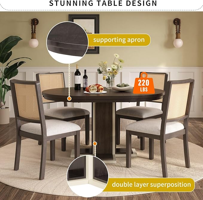 Mid-Century Modern Extendable Round Table - Image 3