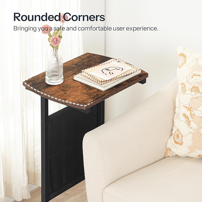 HOOBRO C Shaped End Table with Storage Bag, 28.3" Tall Small Side Table - Image 6