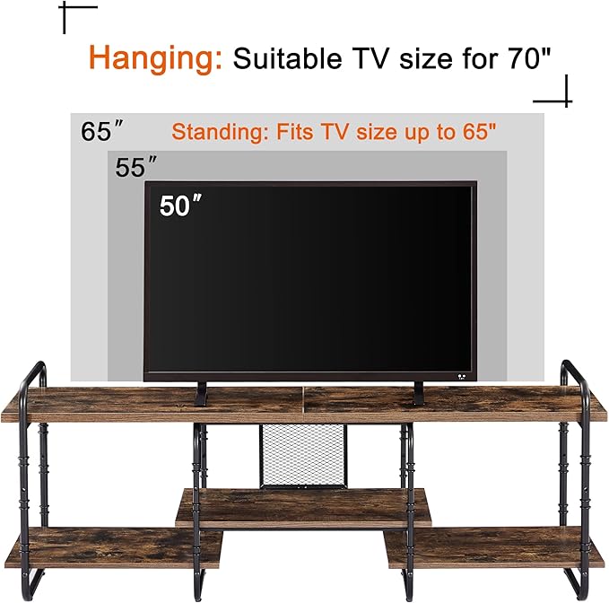 VECELO TV Stands up to 65 Inch, Entertainment Center/Media Console Table - Image 7