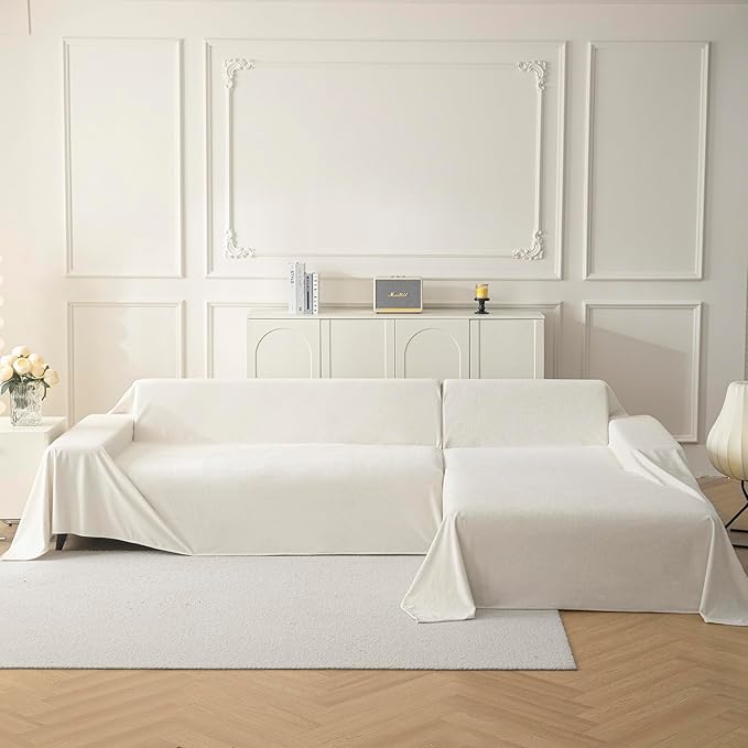 MYSKY HOME White Couch Covers for 3 Cushion Couch Sofa Pet Friendly Dog Couch - Image 6