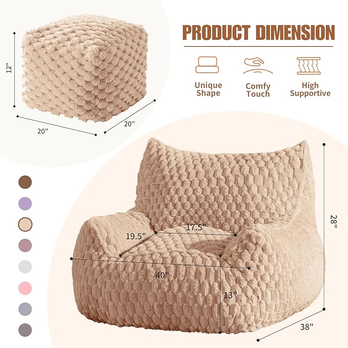 Bean Bag Chair with Ottoman - Image 2
