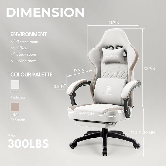 Dowinx Gaming Chair Breathable Fabric Computer Chair - Image 3