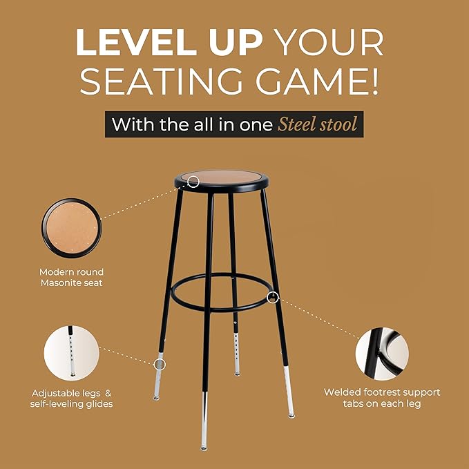 OEF Furnishings (2 Pack Height Adjustable Steel Stools - Image 4
