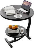 C-Shaped End Table, 2 Tiers Round Side Table, Sofa Small Side Table by Serxis