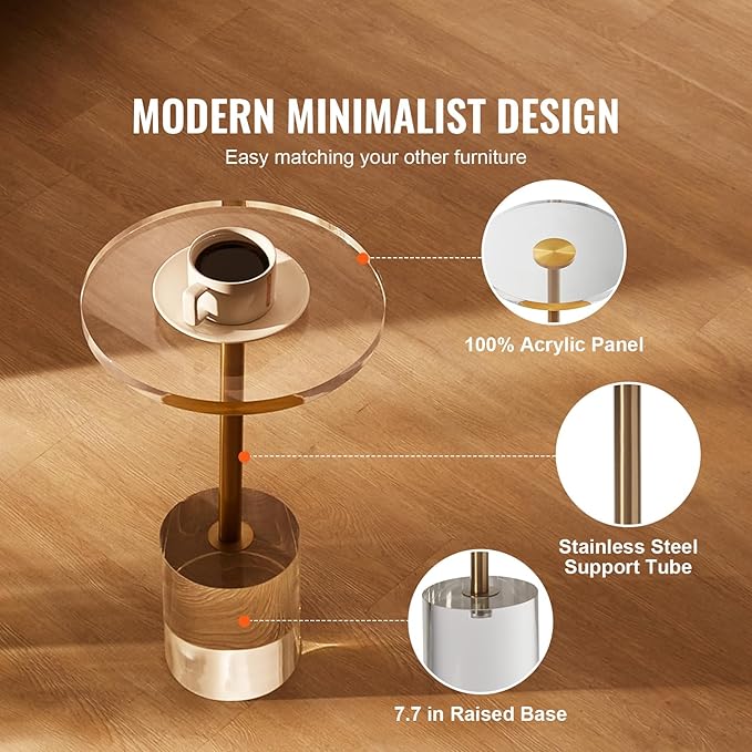 VEVOR Clear Acrylic End Table, Acrylic Side Table - Image 5