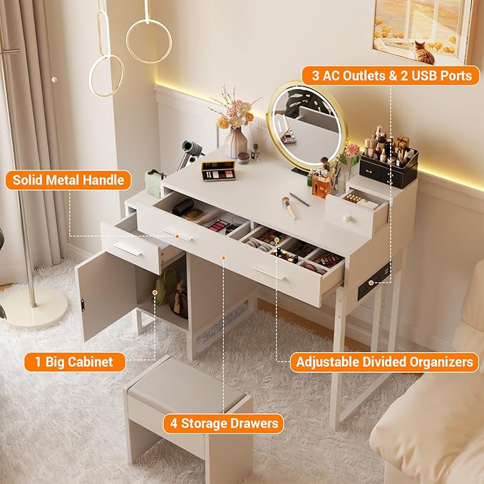 Vanity Desk with 4 Storage Drawers - Image 5