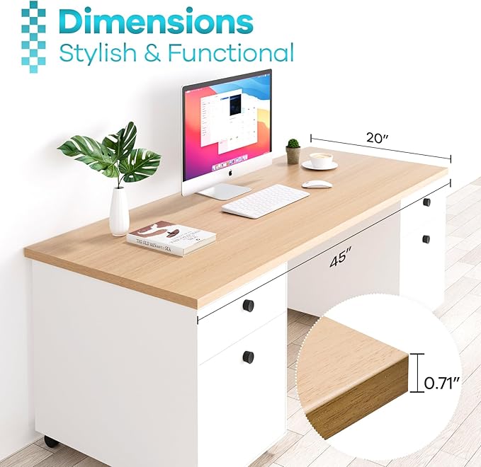 Kaboon Universal Tabletop 45"x20", Solid One-Piece Melamine Table Top, L-Desk - Image 3