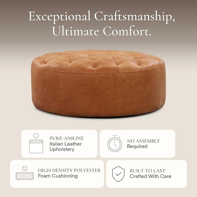Poly & Bark Ascot Ottoman – 40" Round Pouf - Image 7