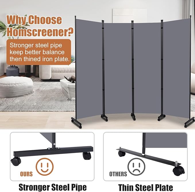 Room Divider Portable 88'' Partition Room Dividers and Folding Privacy Screens - Image 3