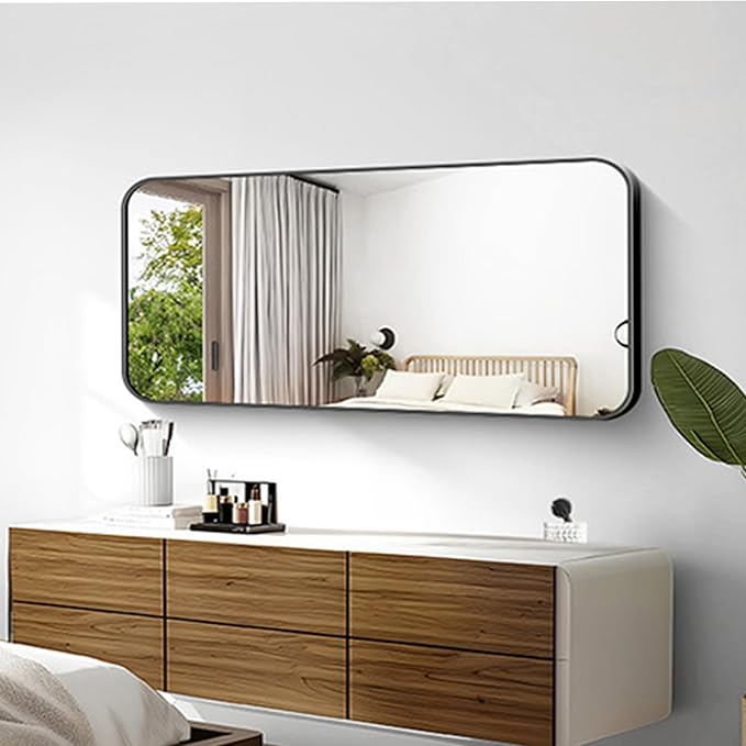 KOCUUY Black Bathroom Vanity Mirror, 24 x 48 inch Metal Frame Mirror - Image 3