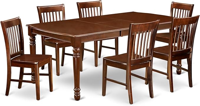 East West Furniture DONO7-MAH-W 7 Piece Dining Table Set Consist of a Rectangle by EastWestFurniture