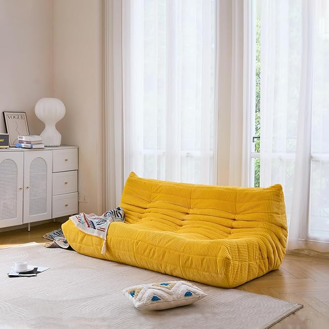 N&V Fireside Three Seater Sofa, Mid Century Armless Twin Size Floor Sofa - Image 4