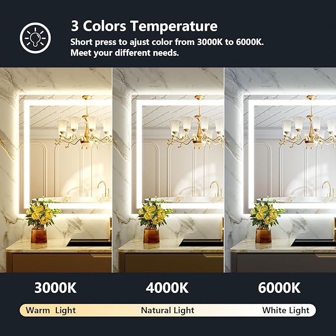 48x30 Inch LED Bathroom Mirror - Image 4