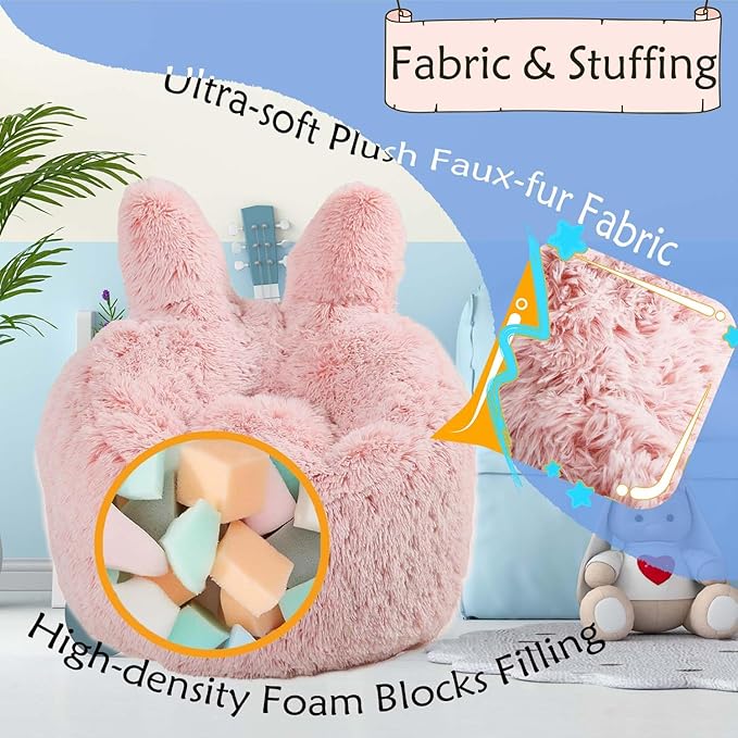 Bean Bag Chair for Kids with Plush Faux Fur Cover, 2.5FT Memory Foam Filled - Image 3