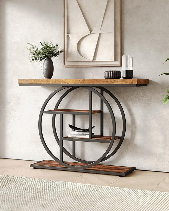 LITTLE TREE Console Table, 4-Tier Entryway Table, 41.3-Inch Industrial Sofa - Image 4