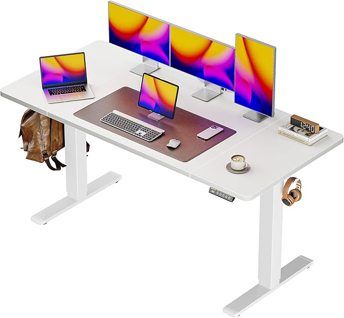 Huuger 55 x 28 Large Electric Standing Desk, Height Adjustable Copmuter Desk by Huuger