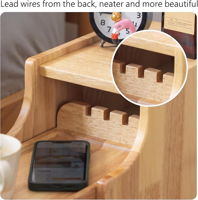 Small Nightstand, Narrow Nightstand, Solid Slim Wood Night Stand - Image 3