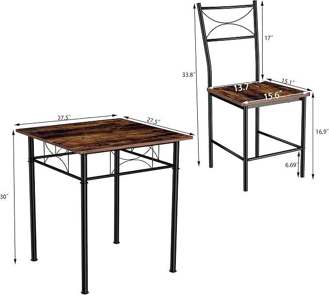JOIN IRON 3-Piece Kitchen Dining Room Table Set - Image 8