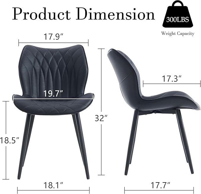YOUNIKE Dining Chairs Set of 2, Upholstered Faux Leather Kitchen & Dining Room - Image 2