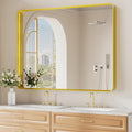 Koonmi Gold Bathroom Mirror for Wall, 36x48 Inch Matte Metal Deep Framed by KOONMI
