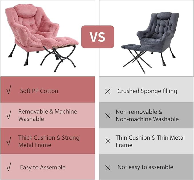 Lazy Chair with Ottoman, Modern Chair with Folding Footrest, Lounge Accent Chair - Image 9