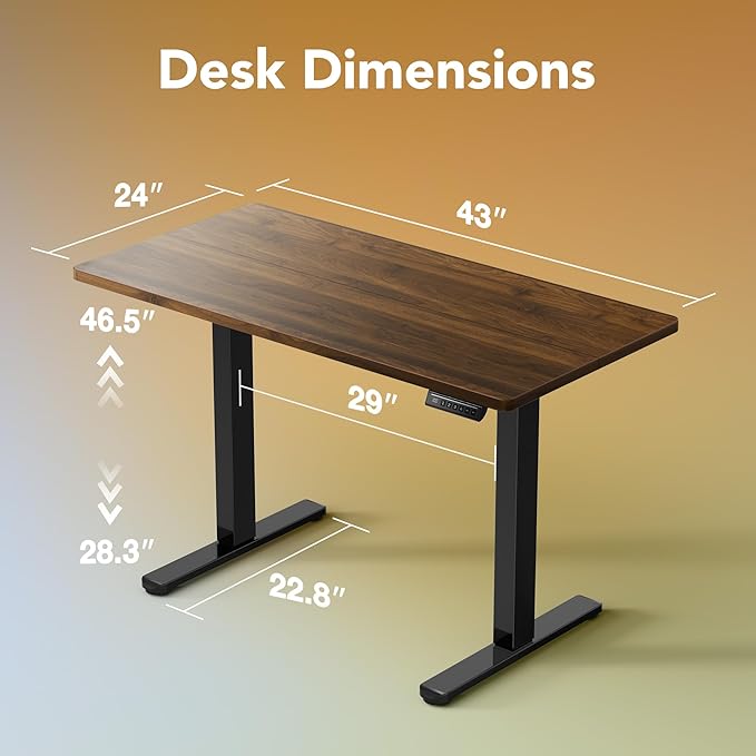 HUANUO 43 x 24 inch Electric Standing Desk Adjustable Height, 4 Memory Height - Image 2