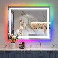 36x30 Inch RGB LED Bathroom Mirror Front Light and RGB Backlit Lighted Vanity by YEELAIT