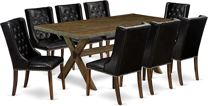 East West Furniture X777FO749-9 9 Piece Dining Table Set Includes a Rectangle by EastWestFurniture