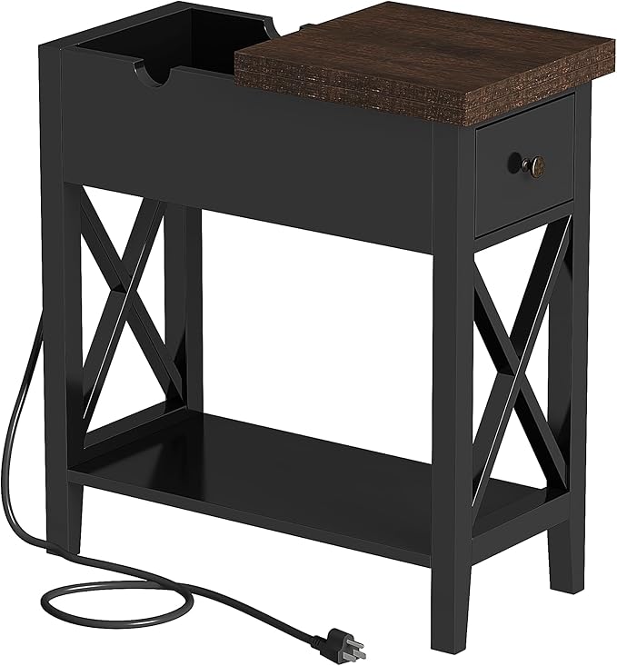 ChooChoo End Table with Charging Station, Accent Small Side Table Nightstand - Image 4