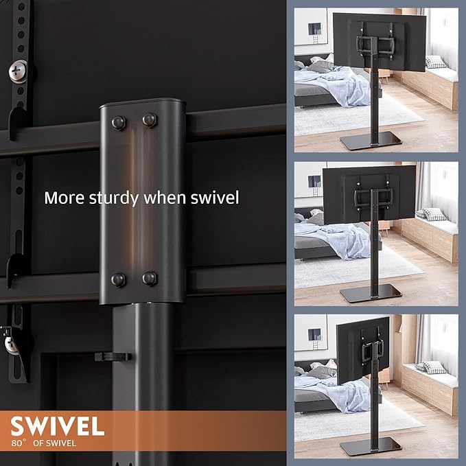 Universal Floor TV Stand with Mount 80 Degree Swivel Height Adjustable and - Image 3