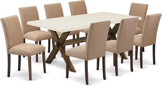 East West Furniture X727AB747-9 9 Piece Dining Set Includes a Rectangle Dining by EastWestFurniture