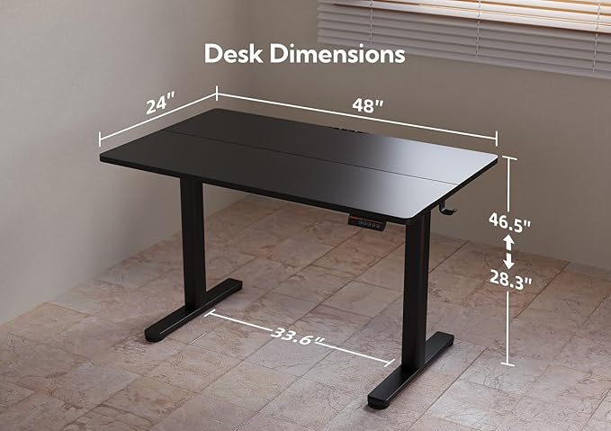YDN Electric Standing Desk, Adjustable Height Stand up Desk, 48x24 Inches Sit - Image 3