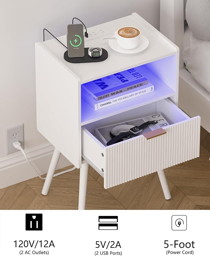 White Nightstand, Modern Bedside Table - Image 3