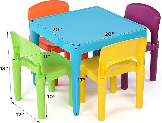 Humble Crew Tot Tutors Plastic Table and 4 Chairs Set - Image 3