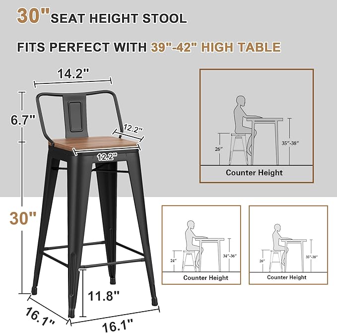 30 Inch Swivel Bar Stools Set of 4 - Image 3