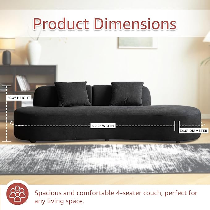 Container Furniture Direct 90" Curved Sofa - Image 3