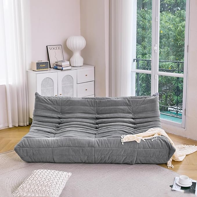 N&V Fireside Chair, Mid Century Armless Floor Sofa, Soft Premium Microfiber - Image 3