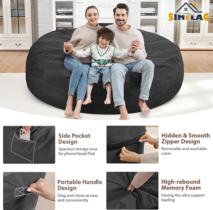 7FT Bean Bag Chair, Large Bean Bag Chairs - Image 4