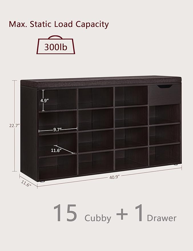 DINZI LVJ Shoe Bench, Entryway Storage Bench - Image 3