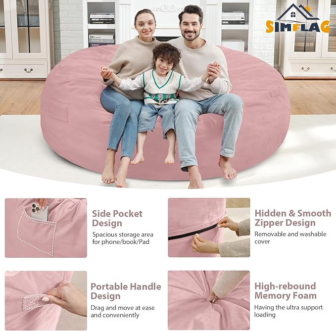 7FT Bean Bag Chair, Large Bean Bag Chairs - Image 4