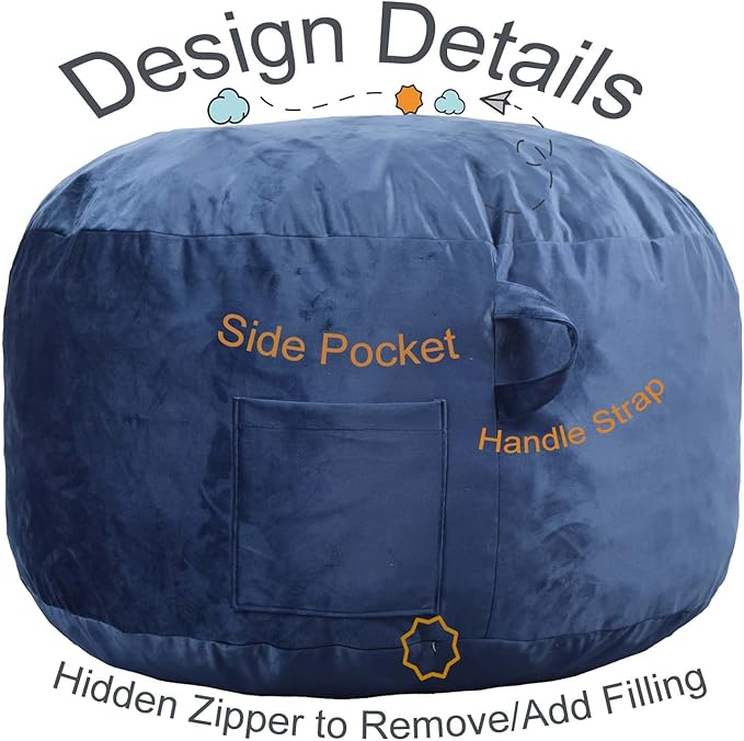 Bean Bag Chairs, Memory Foam Stuffing Bean Bag Chair - Image 2