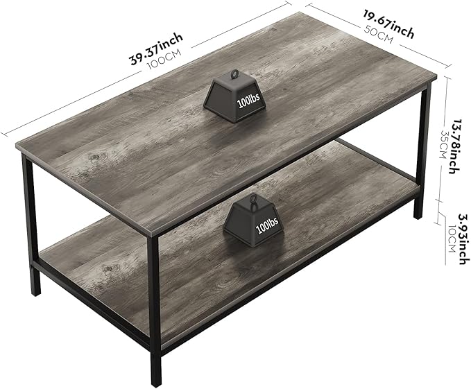 SAYGOER 2-Tier Coffee Table for Living Room Farmhouse Style Center Table - Image 3