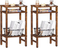 28in Tall Side Table Set of 2, 3-Tier Small Narrow End Table by YUFAM