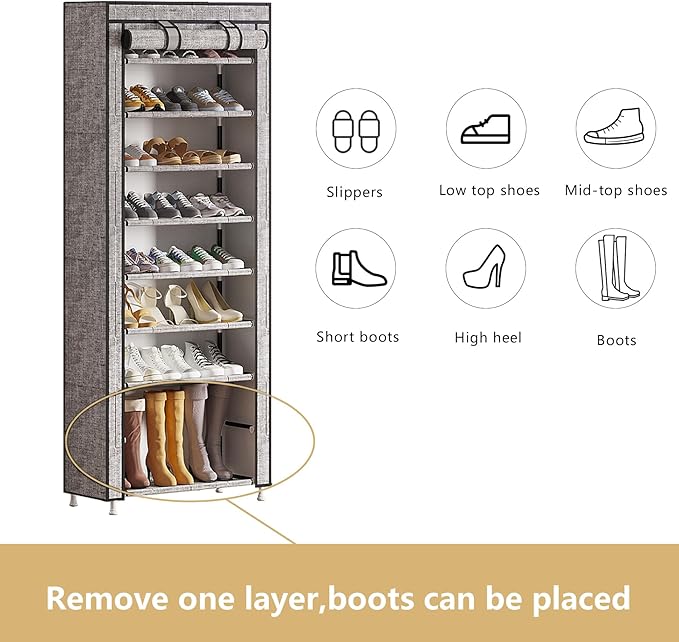 Calmootey 9 Tier Shoe Rack Organizer, Portable Shoe Shelf - Image 8