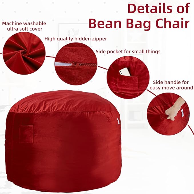 HABUTWAY Bean Bag Chair: Giant 4' Memory Foam Furniture Bean Bag Chairs - Image 6