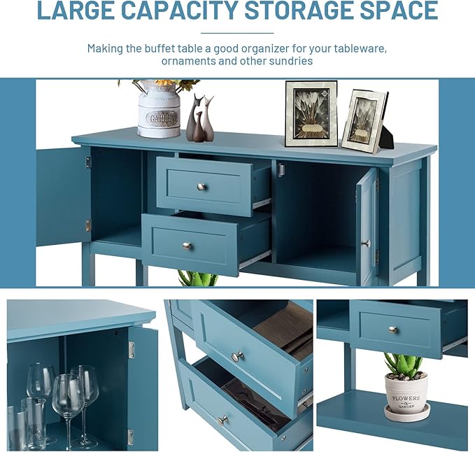 COSTWAY Buffet Sideboard, with 2 Wood Storage Drawers & Open Shelf, Console - Image 5