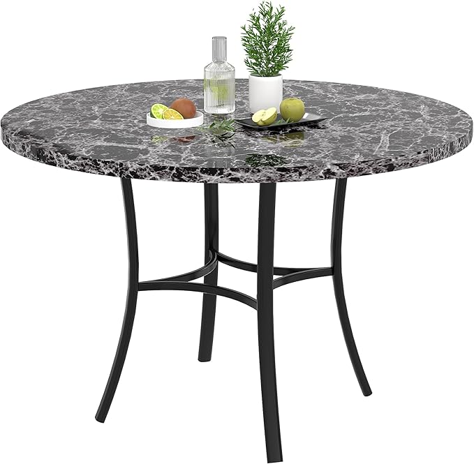 VECELO 36" Round Dining Table for 4, Faux Marble Dinette by VECELO